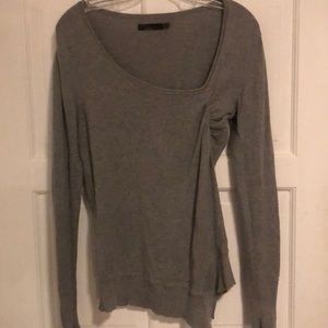 Gray sweater with offset ruching